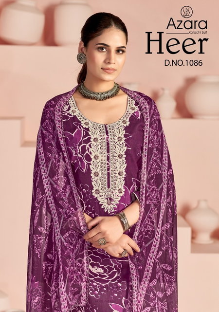 Heer 1086 By Azara Camric Cotton Online Designer Salwar Suits Wholesale
